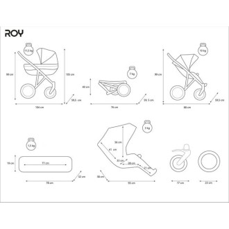 Kočárek KUNERT Roy black dvojkombinace