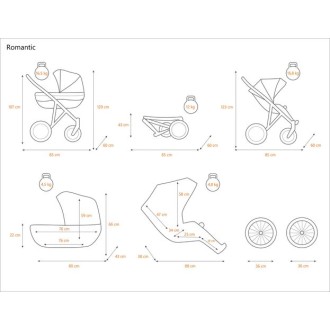 Kočárek KUNERT Romantic black trojkombinace