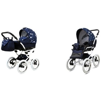 Kočárek Raf-pol BABYLUX Margaret White dvojkombinace - navy blue star