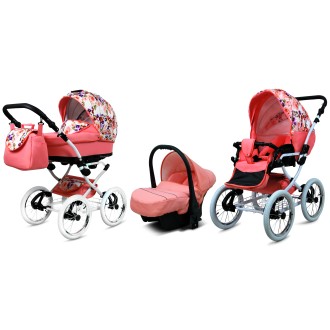 Kočárek  BABYLUX Margaret White 4v1 - pansies and roses