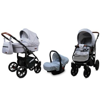 Kočárek BABYLUX Optimal ALU black  4v1 - Silver flex