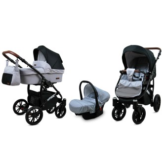 Kočárek BABYLUX Optimal ALU black  4v1 - Silver flex black