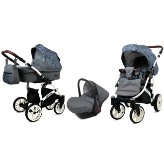 Kočárek BABYLUX Optimal ALU white 4v1 - Silver stone