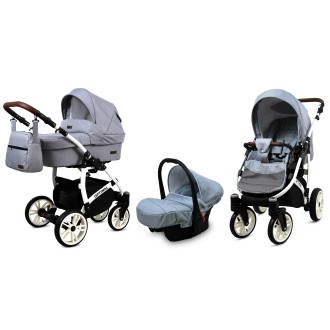 Kočárek BABYLUX Optimal ALU white 4v1 - Silver flex