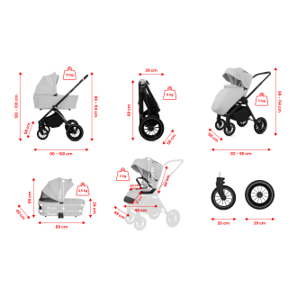 Kočárek  BABYLUX ROSSO trojkombinace