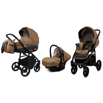 Kočárek BABYLUX AXEL Black + dárek trojkombinace - CHOCOLATE