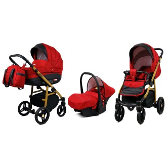 Kočárek BABYLUX AXEL Gold + dárek trojkombinace - red