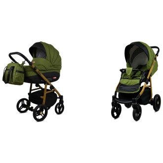 Kočárek BABYLUX AXEL Gold + dárek dvojkombinace - Olive