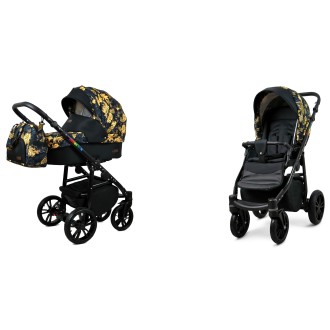 Kočárek BABYLUX Colorlux black dvojkombinace - gold jungle