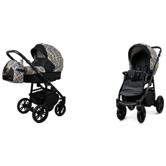 Kočárek BABYLUX Colorlux black dvojkombinace - gold grille