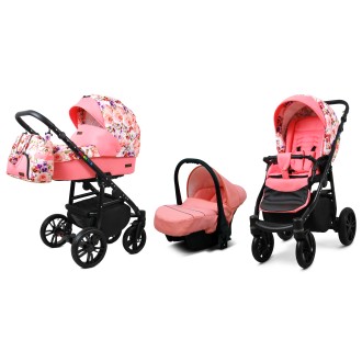 Kočárek BABYLUX Colorlux black trojkombinace - pansies and roses