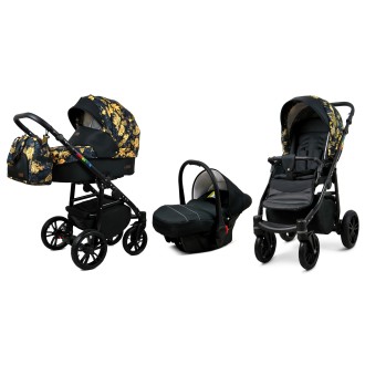 Kočárek BABYLUX Colorlux black trojkombinace - gold jungle