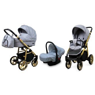 Kočárek BABYLUX Colorlux gold trojkombinace - Silver flex