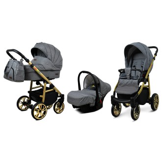Kočárek BABYLUX Colorlux gold trojkombinace - Grey flex