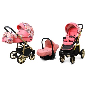 Kočárek BABYLUX Colorlux gold trojkombinace - pansies and roses