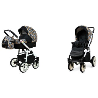 Kočárek BABYLUX Colorlux white  dvojkombinace - gold grille