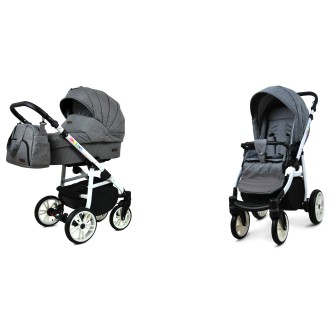 Kočárek BABYLUX Colorlux white  dvojkombinace - Grey flex