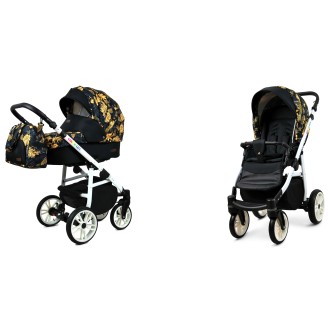 Kočárek BABYLUX Colorlux white  dvojkombinace - gold jungle