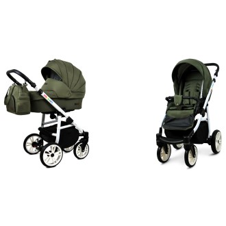 Kočárek BABYLUX Colorlux white  dvojkombinace - Olive