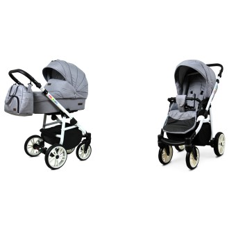Kočárek BABYLUX Colorlux white  dvojkombinace - Silver flex