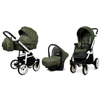 Kočárek BABYLUX Colorlux white trojkombinace - Olive