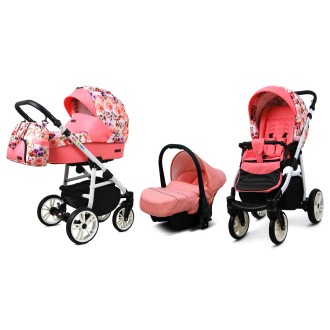 Kočárek BABYLUX Colorlux white trojkombinace - pansies and roses