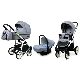 Kočárek BABYLUX Colorlux white trojkombinace - Silver flex