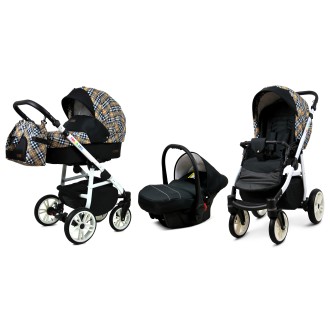 Kočárek BABYLUX Colorlux white trojkombinace - gold grille