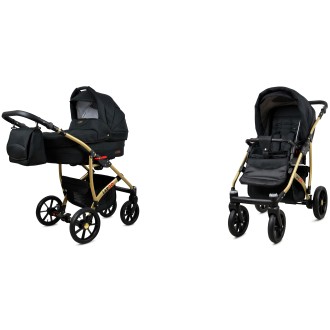 Kočárek  BABYLUX LARGO Gold dvojkombinace - black