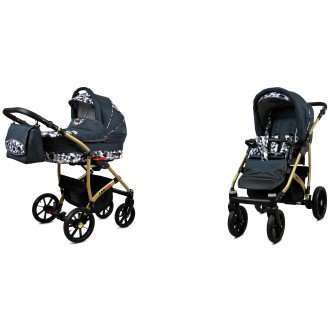 Kočárek  BABYLUX LARGO Gold dvojkombinace - grey geometric