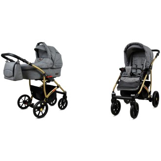 Kočárek  BABYLUX LARGO Gold dvojkombinace - Grey flex