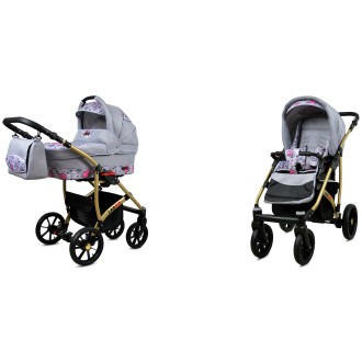 Kočárek  BABYLUX LARGO Gold dvojkombinace - pink owl