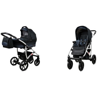 Kočárek  BABYLUX LARGO Silver dvojkombinace - black grey