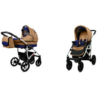 Kočárek  BABYLUX LARGO Silver dvojkombinace - coffee sailor blue
