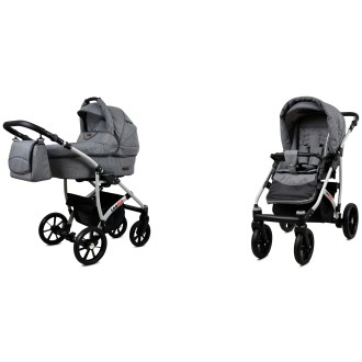 Kočárek  BABYLUX LARGO Silver dvojkombinace - Grey flex