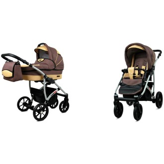Kočárek  BABYLUX LARGO Silver dvojkombinace - Latte beige