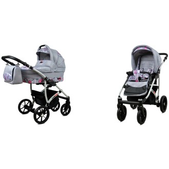 Kočárek  BABYLUX LARGO Silver dvojkombinace - pink owl