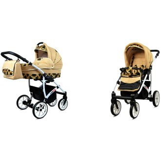 Kočárek  BABYLUX LARGO White dvojkombinace - gold rainbow