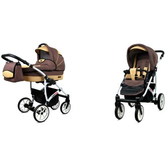 Kočárek  BABYLUX LARGO White dvojkombinace - Latte beige