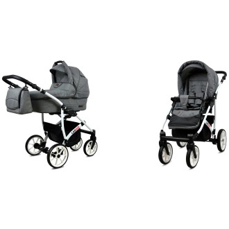 Kočárek  BABYLUX LARGO White dvojkombinace - Grey flex