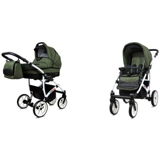 Kočárek  BABYLUX LARGO White dvojkombinace - olive black