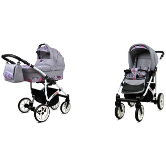Kočárek  BABYLUX LARGO White dvojkombinace - pink owl