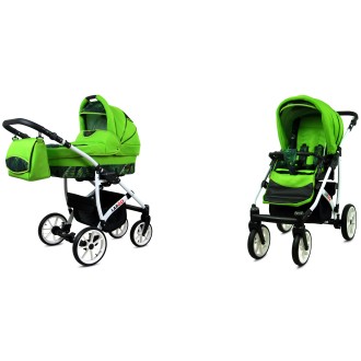 Kočárek  BABYLUX LARGO White dvojkombinace - green leaf