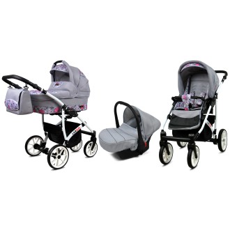 Kočárek  BABYLUX LARGO White trojkombinace - pink owl