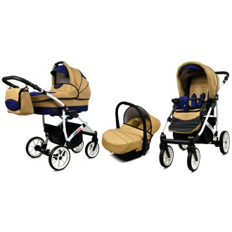 Kočárek  BABYLUX LARGO White trojkombinace - coffee sailor blue