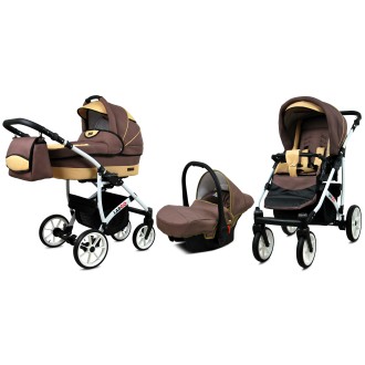 Kočárek  BABYLUX LARGO White trojkombinace - Latte beige
