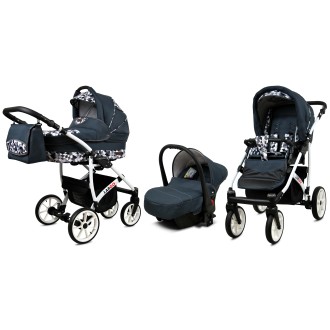 Kočárek  BABYLUX LARGO White trojkombinace - grey geometric