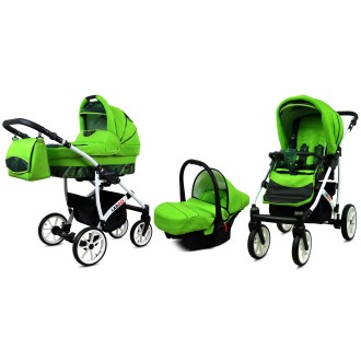 Kočárek  BABYLUX LARGO White trojkombinace - green leaf