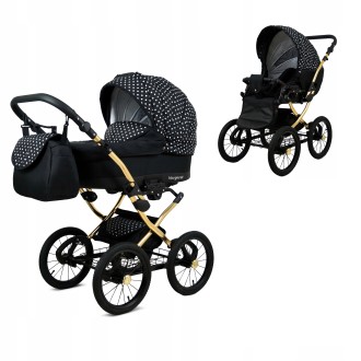 Kočárek Raf-pol BABYLUX Margaret Gold dvojkombinace - white dots