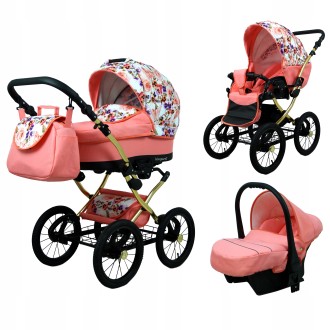 Kočárek Raf-pol BABYLUX Margaret Gold trojkombinace - pansies and roses